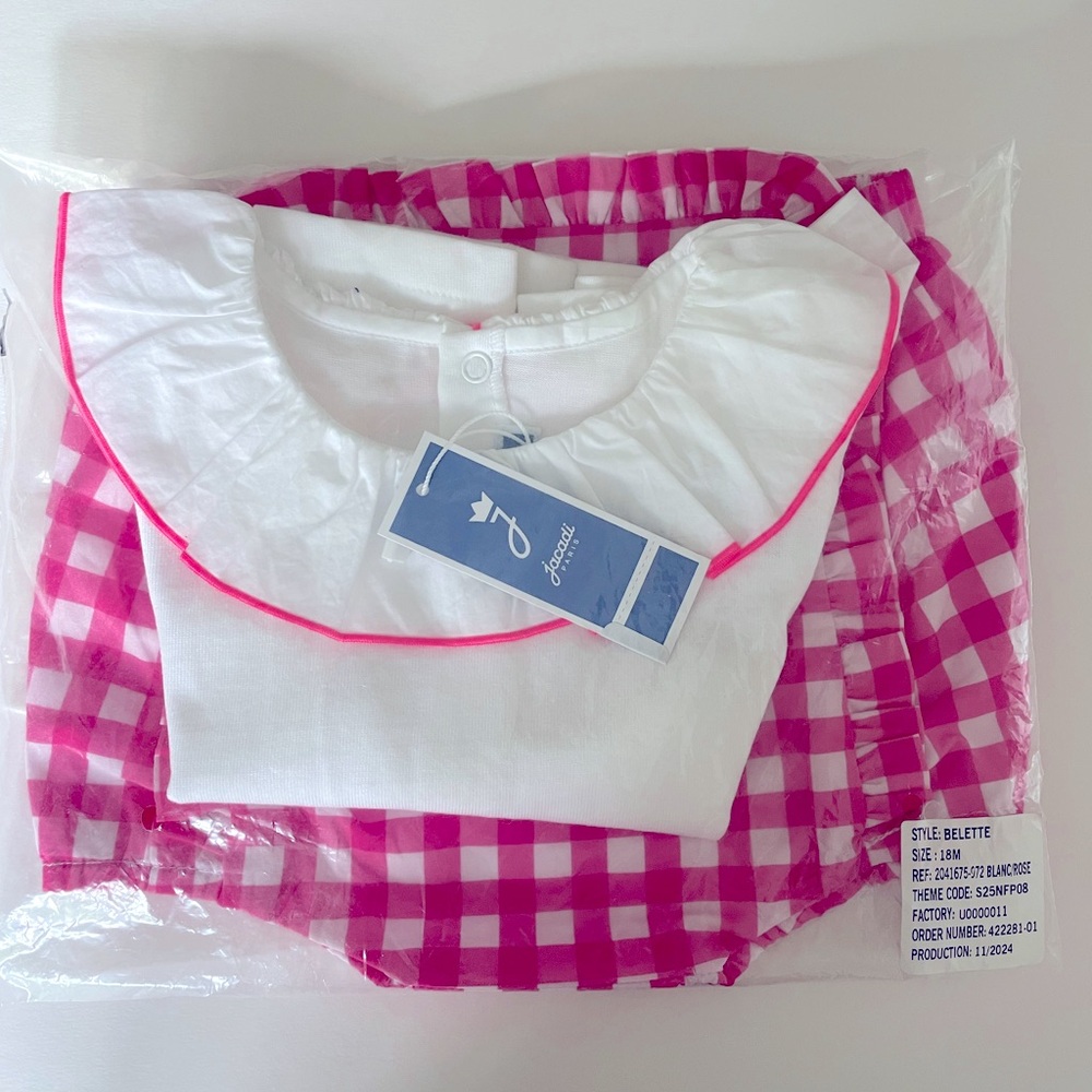 Jacadi Baby Girl Set in White and Pink - Picture 8 of 8